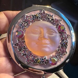 Kirks Folly Silver and Pink Starry Moon Compact